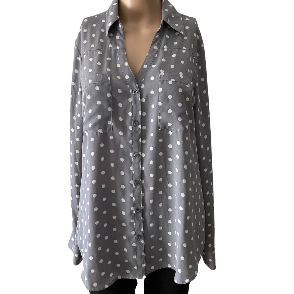 Express Polka Dot Size M Portofino  Long Sleeve Blouse